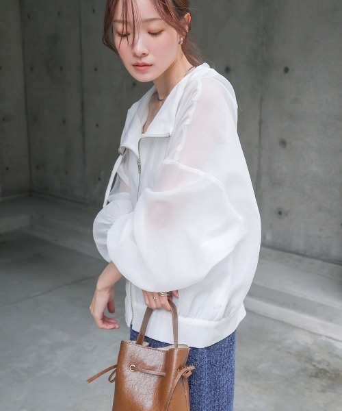 Bab（バブ）の「フード付きシアーパーカー（パーカー・レディース・グレー/アイボリー/ブラック・M）」の10枚目の写真