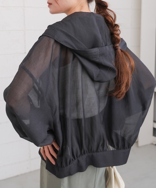Bab（バブ）の「フード付きシアーパーカー（パーカー・レディース・グレー/アイボリー/ブラック・M）」の22枚目の写真