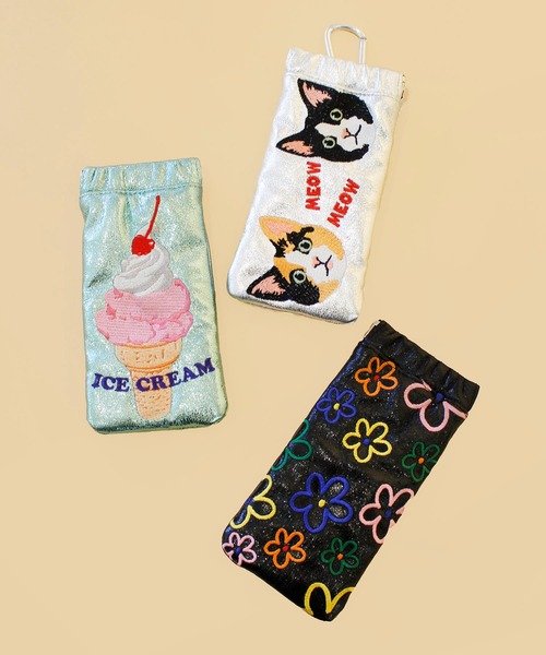 Casselini（キャセリーニ）の「Casselini(キャセリーニ)刺繍サングラスケース（その他小物・レディース・グリーン/シルバー/ブラック・FREE）」の3枚目の写真