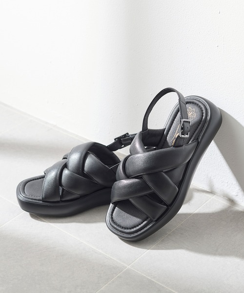 coca(ANDEX shoes product)(コカ)の「かかとベルト ボリューム パテッド クロスサンダル(サンダル・レディース・ブラック・SMALL/MEDIUM/LARGE)」の22枚目の写真