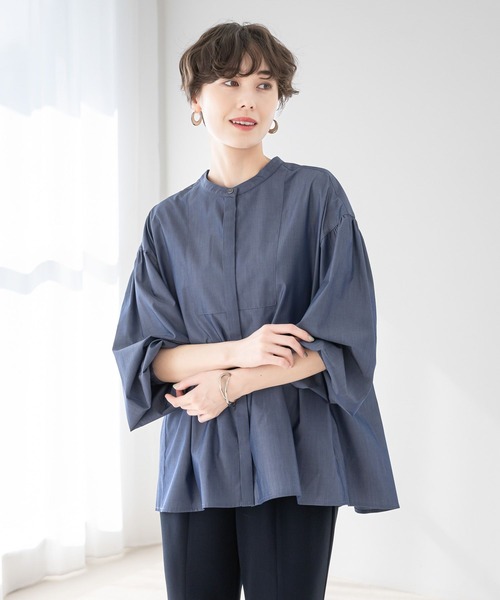 Elura(エルーラ)の「アイロンいらずカフタンシャツ/253570(シャツ/ブラウス・レディース・ブルー/ライトブルー/ブラック系その他/ライトイエロー・FREE)」の1枚目の写真