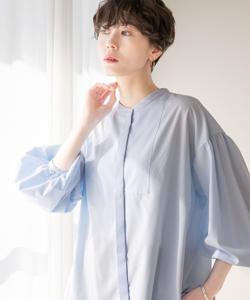 Elura(エルーラ)の「アイロンいらずカフタンシャツ/253570(シャツ/ブラウス・レディース・ブルー/ライトブルー/ブラック系その他/ライトイエロー・FREE)」の3枚目の写真