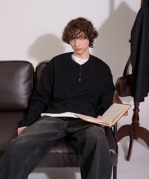 henry neck sweatshirt/ヘンリーネックスウェット（スウェット