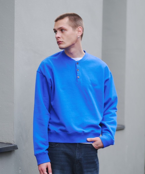 Regen Glanz（レーゲングランツ）の「henry neck sweatshirt/ヘンリーネックスウェット（スウェット・メンズ・ブラック/グレー/ブラック系その他/ライトホワイト/ネイビー・LARGE/MEDIUM/SMALL）」の6枚目の写真