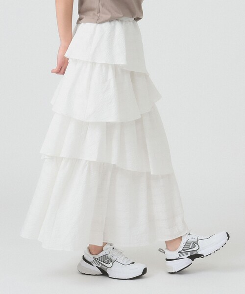 Ray BEAMS（レイビームス）の「サッカー チェック ティアード スカート（スカート・レディース・ブラック/ホワイト・1/0）」の5枚目の写真