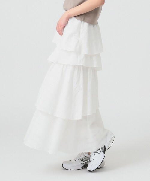 Ray BEAMS（レイビームス）の「サッカー チェック ティアード スカート（スカート・レディース・ブラック/ホワイト・1/0）」の6枚目の写真