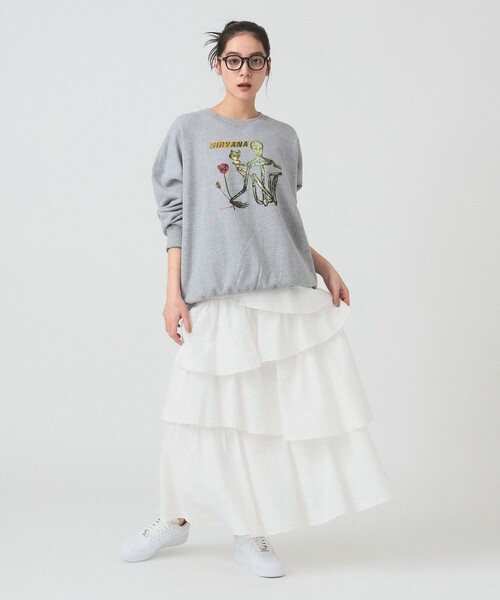 Ray BEAMS（レイビームス）の「サッカー チェック ティアード スカート（スカート・レディース・ブラック/ホワイト・1/0）」の7枚目の写真