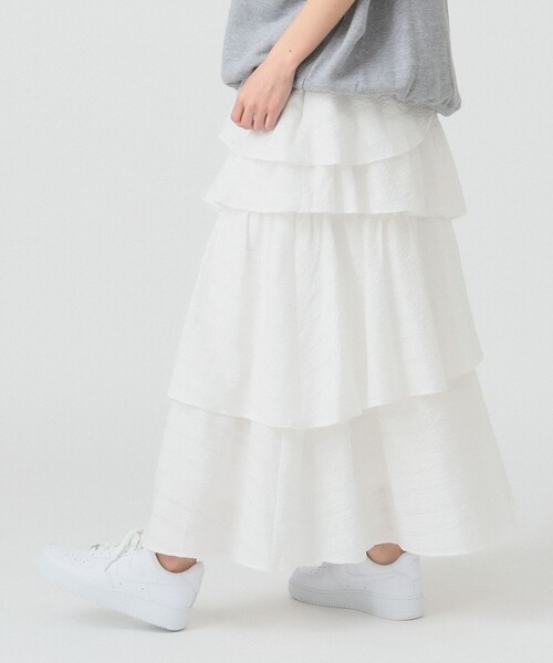 Ray BEAMS（レイビームス）の「サッカー チェック ティアード スカート（スカート・レディース・ブラック/ホワイト・1/0）」の10枚目の写真