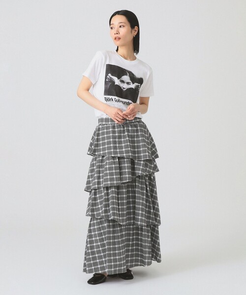 Ray BEAMS（レイビームス）の「サッカー チェック ティアード スカート（スカート・レディース・ブラック/ホワイト・1/0）」の11枚目の写真