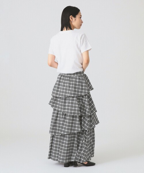 Ray BEAMS（レイビームス）の「サッカー チェック ティアード スカート（スカート・レディース・ブラック/ホワイト・1/0）」の12枚目の写真