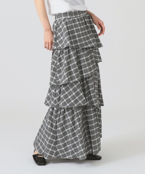 Ray BEAMS（レイビームス）の「サッカー チェック ティアード スカート（スカート・レディース・ブラック/ホワイト・1/0）」の13枚目の写真