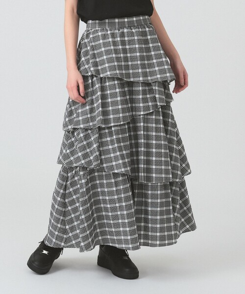 Ray BEAMS（レイビームス）の「サッカー チェック ティアード スカート（スカート・レディース・ブラック/ホワイト・1/0）」の17枚目の写真