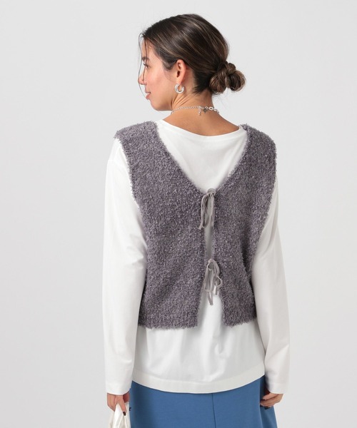 BAYFLOW（ベイフロー）の「[前後2WAY仕様]ラメニットベスト（ベスト・レディース・ライトブルー/オフホワイト/チャコール・FREE）」の3枚目の写真