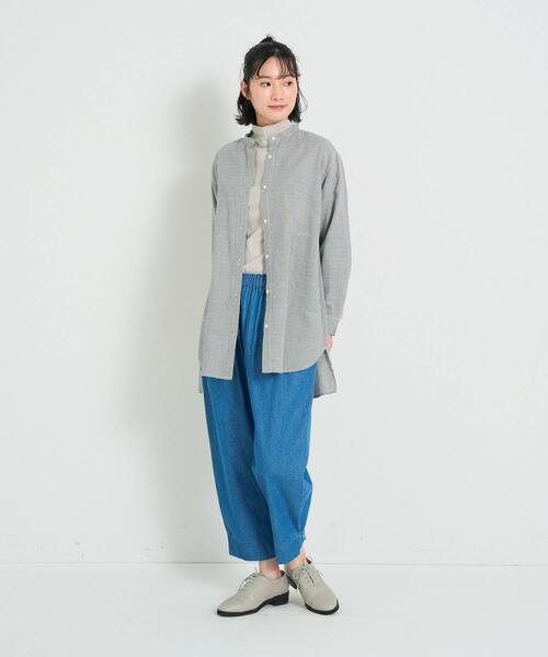 conges payes ADIEU TRISTESSE(コンジェ ペイエ アデュートリステス)の「ガーゼロングシャツ(シャツ/ブラウス・レディース・グレー系その他/ブルー系その他/チェック・38)」の1枚目の写真