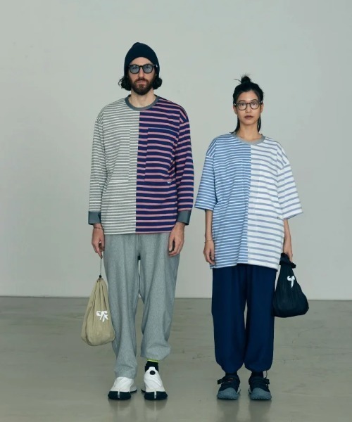 CMF OUTDOOR GARMENT（シーエムエフアウトドアガーメント）の「CMF OUTDOOR GARMENT/シーエムエフ アウトドアガーメント　BORDER TEE L/S（Tシャツ/カットソー・メンズ・ネイビー/ピンク・L/M）」の4枚目の写真