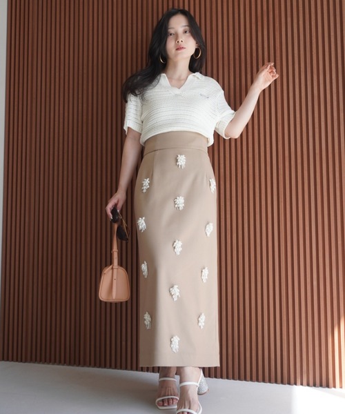 エイミーイストワール☆新品☆スカート セール】ビジュー刺繍タイトスカート（スカート）｜eimy istoire