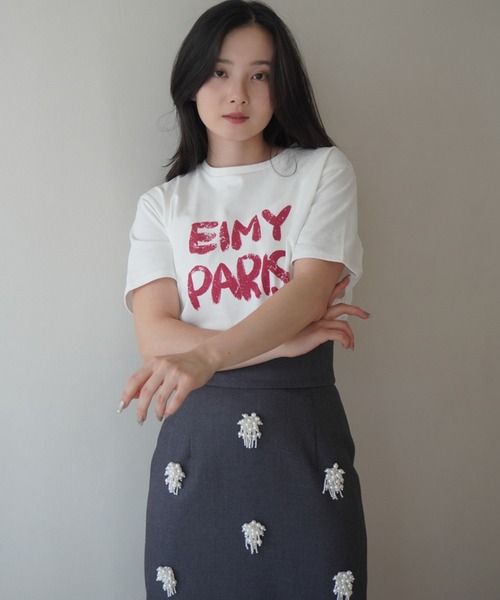 EIMY ISTOIRE(エイミーイストワール)の「ビジュー刺繍タイトスカート(スカート・レディース・グレー/ベージュ・M/S)」の6枚目の写真