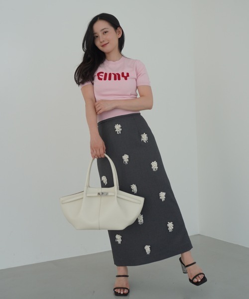 EIMY ISTOIRE(エイミーイストワール)の「ビジュー刺繍タイトスカート(スカート・レディース・グレー/ベージュ・M/S)」の14枚目の写真