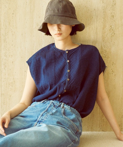 福袋 大丸 / womens OMNIGOD オムニゴッド インディゴ二重ガーゼ ] トップス