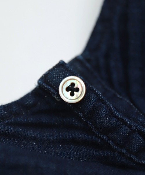 ブラウス シャツ 「 OMNIGOD womens / オムニゴッド 」 インディゴ二重ガーゼ アトリエフレンチスリーブシャツ レディース OMNIGOD womens / オムニゴッド ] インディゴ二重ガーゼ