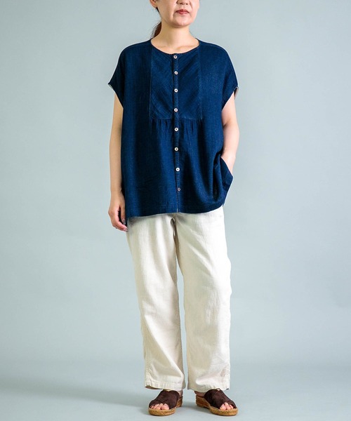 ブラウス シャツ 「 OMNIGOD womens / オムニゴッド 」 レーヨンキュプラシルク アトリエフレンチスリーブシャツ レディース OMNIGOD womens / オムニゴッド ] レーヨンキュプラシルク