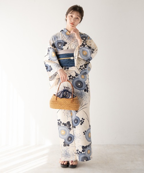 【ZOZO売切れ商品＊セール中】浴衣館グレース　こだわり浴衣5点セット　青・秋桜 こだわり浴衣5点セット（浴衣）｜ゆかた館グレース（ユカタカン