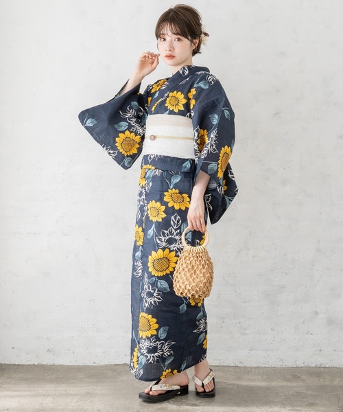 【ZOZO売切れ商品＊セール中】浴衣館グレース　こだわり浴衣5点セット　青・秋桜 こだわり浴衣5点セット（浴衣）｜ゆかた館グレース（ユカタカン