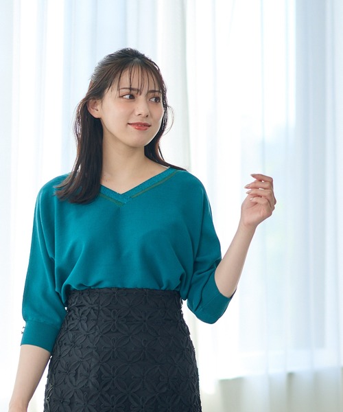 12Twelve Agenda(トゥエルブ アジェンダ)の「前後2wayラメシアーネックドルマンニットプルオーバー(ニット/セーター・レディース・ブラック/オフホワイト/ミント/ラベンダー/ピンク/ブラウン/ブルーグリーン・M)」の1枚目の写真