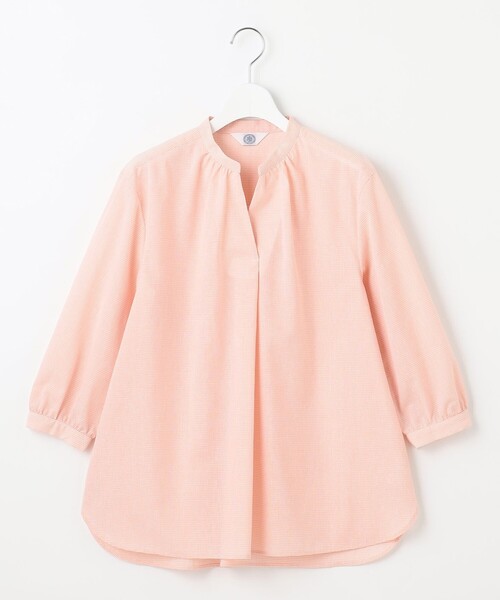 J.PRESS Ladies(J.プレス レディス)の「【洗える】リネンminiチェック バンドカラー プルオーバー ブラウス(シャツ/ブラウス・レディース・ライトグリーン系3/ネイビー系3/ピンク系3・XS)」の10枚目の写真