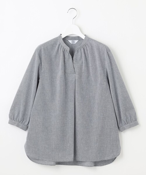 J.PRESS Ladies(J.プレス レディス)の「【洗える】リネンminiチェック バンドカラー プルオーバー ブラウス(シャツ/ブラウス・レディース・ライトグリーン系3/ネイビー系3/ピンク系3・XS)」の12枚目の写真