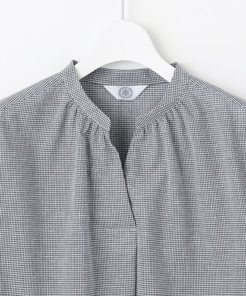 J.PRESS Ladies(J.プレス レディス)の「【洗える】リネンminiチェック バンドカラー プルオーバー ブラウス(シャツ/ブラウス・レディース・ライトグリーン系3/ネイビー系3/ピンク系3・XS)」の14枚目の写真