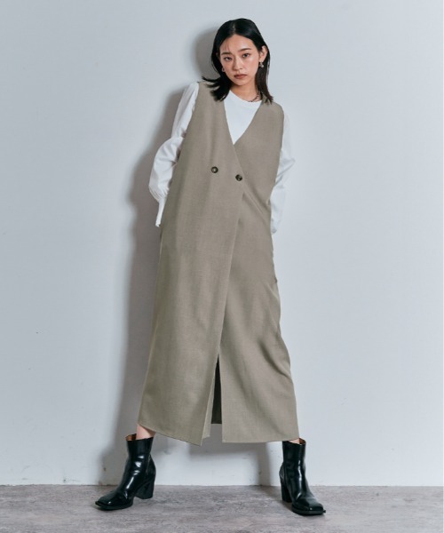 W:Huku(フーク)の「ジレデザイン ワンピース(ワンピース・レディース・ブラック/グレー/ベージュ・M/L)」の3枚目の写真