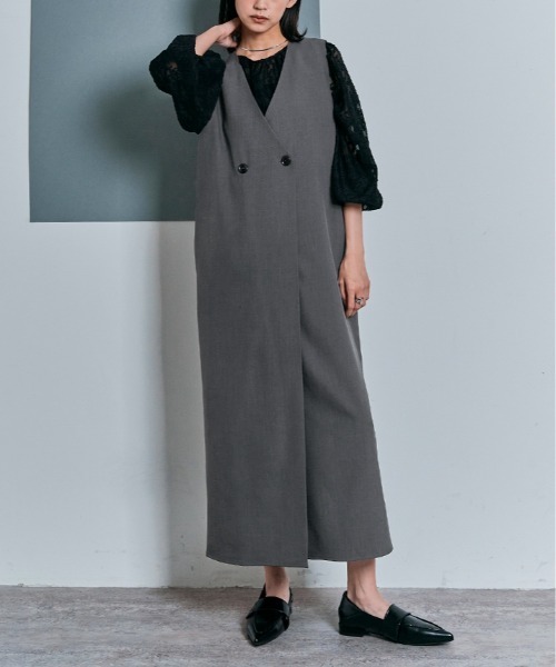 W:Huku(フーク)の「ジレデザイン ワンピース(ワンピース・レディース・ブラック/グレー/ベージュ・M/L)」の4枚目の写真