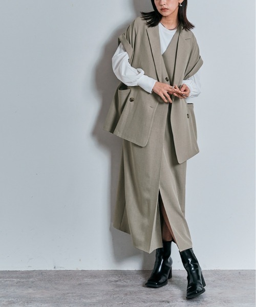W:Huku(フーク)の「ジレデザイン ワンピース(ワンピース・レディース・ブラック/グレー/ベージュ・M/L)」の18枚目の写真