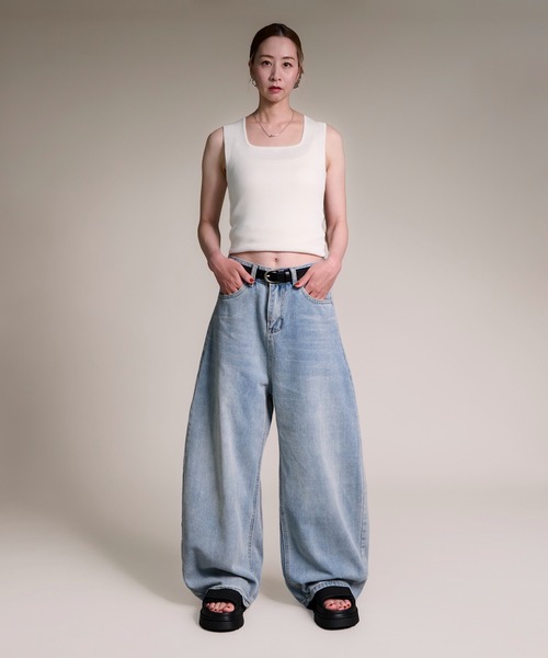 CALIFORNIA OUTFITTERS(カリフォルニア アウトフィッターズ)の「3-3A36 ルーズシルエット デニムカーブパンツ(デニムパンツ・レディース・ブルー・S/M/L/XL/XXL)」の8枚目の写真