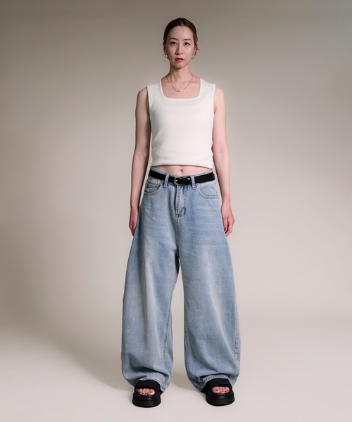 CALIFORNIA OUTFITTERS(カリフォルニア アウトフィッターズ)の「3-3A36 ルーズシルエット デニムカーブパンツ(デニムパンツ・レディース・ブルー・S/M/L/XL/XXL)」の9枚目の写真