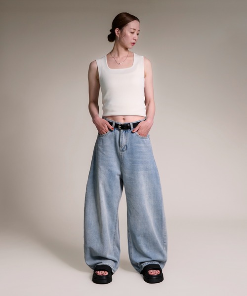 CALIFORNIA OUTFITTERS(カリフォルニア アウトフィッターズ)の「3-3A36 ルーズシルエット デニムカーブパンツ(デニムパンツ・レディース・ブルー・S/M/L/XL/XXL)」の10枚目の写真