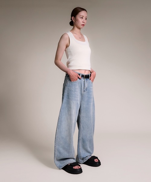 CALIFORNIA OUTFITTERS(カリフォルニア アウトフィッターズ)の「3-3A36 ルーズシルエット デニムカーブパンツ(デニムパンツ・レディース・ブルー・S/M/L/XL/XXL)」の11枚目の写真
