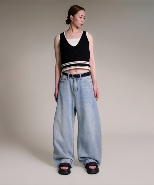 CALIFORNIA OUTFITTERS(カリフォルニア アウトフィッターズ)の「3-3A36 ルーズシルエット デニムカーブパンツ(デニムパンツ・レディース・ブルー・S/M/L/XL/XXL)」の14枚目の写真
