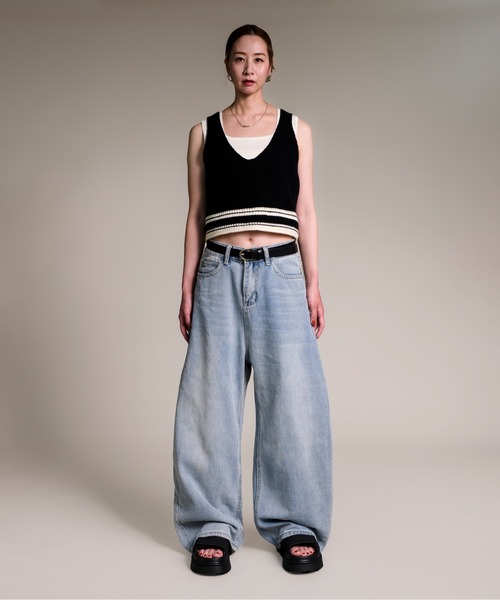 CALIFORNIA OUTFITTERS(カリフォルニア アウトフィッターズ)の「3-3A36 ルーズシルエット デニムカーブパンツ(デニムパンツ・レディース・ブルー・S/M/L/XL/XXL)」の12枚目の写真