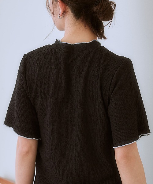 SMILE LAND（スマイルランド）の「＜大きいサイズ＞ 配色カットソージャガード半袖プルオーバー（Tシャツ/カットソー・レディース・ブラック系/ホワイト系・L/LL/3L/4L/5L）」の16枚目の写真