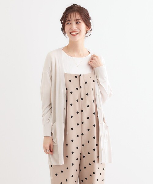 DRESKIP（ドレスキップ）の「【洗える/UV】さらっと羽織れる ミドル丈Vネックカーディガン（カーディガン/ボレロ・レディース・イエロー/ライトグレー/グレー/ブラック・01/02/03）」の5枚目の写真