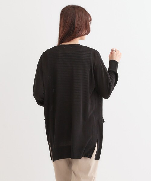 DRESKIP（ドレスキップ）の「【洗える/UV】さらっと羽織れる ミドル丈Vネックカーディガン（カーディガン/ボレロ・レディース・イエロー/ライトグレー/グレー/ブラック・01/02/03）」の7枚目の写真