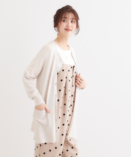 DRESKIP（ドレスキップ）の「【洗える/UV】さらっと羽織れる ミドル丈Vネックカーディガン（カーディガン/ボレロ・レディース・イエロー/ライトグレー/グレー/ブラック・01/02/03）」の10枚目の写真