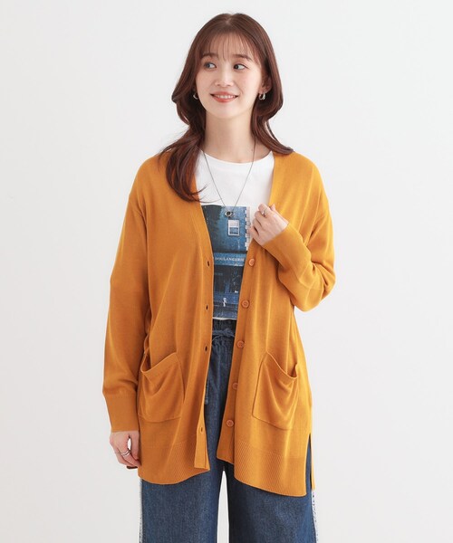 DRESKIP（ドレスキップ）の「【洗える/UV】さらっと羽織れる ミドル丈Vネックカーディガン（カーディガン/ボレロ・レディース・イエロー/ライトグレー/グレー/ブラック・01/02/03）」の17枚目の写真