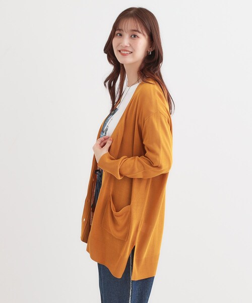 DRESKIP（ドレスキップ）の「【洗える/UV】さらっと羽織れる ミドル丈Vネックカーディガン（カーディガン/ボレロ・レディース・イエロー/ライトグレー/グレー/ブラック・01/02/03）」の18枚目の写真