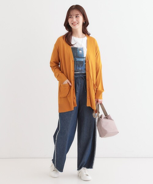 DRESKIP（ドレスキップ）の「【洗える/UV】さらっと羽織れる ミドル丈Vネックカーディガン（カーディガン/ボレロ・レディース・イエロー/ライトグレー/グレー/ブラック・01/02/03）」の19枚目の写真