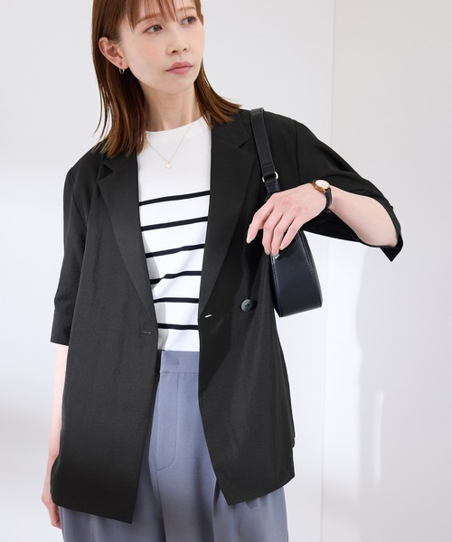 ROPE' PICNIC(ロペピクニック)の「ジャケットライクシャツ(シャツ/ブラウス・レディース・ブラック/ベージュ/キャメル・38)」の7枚目の写真