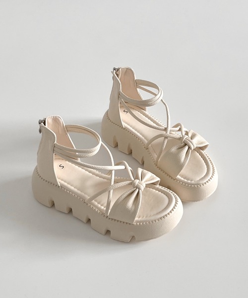 Shoes in Closet（シューズインクローゼット）の「軽量厚底 やわらか コードストラップ バックファスナー リボン サンダル 993（サンダル・レディース・ブラック/アイボリー・S/M/L/LL/3L）」の12枚目の写真