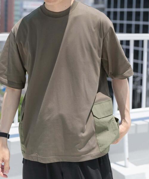 ITEMS URBANRESEARCH(アイテムズ アーバンリサーチ)の「サイドポケットキリカエクルーネックTシャツ(Tシャツ/カットソー・メンズ・ブラック/グレー系その他/カーキ/チャコールグレー/ホワイト・MEDIUM/LARGE/X-LARGE)」の7枚目の写真
